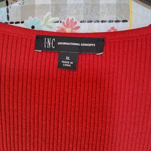 NWT INC LONG SLEEVE WOMENS RIBBED SQUARE NECK FULL ZIP SWEATER - Picture 3 of 6